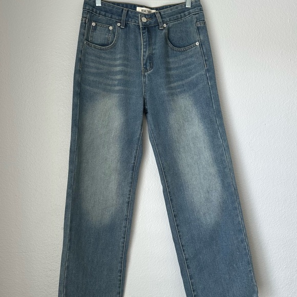 Realtakai Jeans Medium Wash Wide leg denim streetwear fashion edgy style - Picture 3 of 14